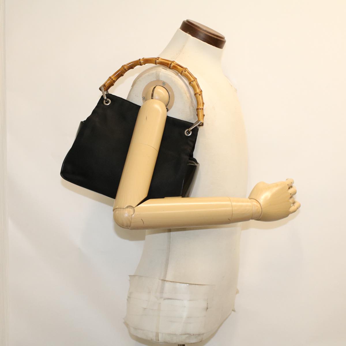 GUCCI Bamboo Shoulder Bag Nylon Leather Black 000•1014•0575 5 ep820