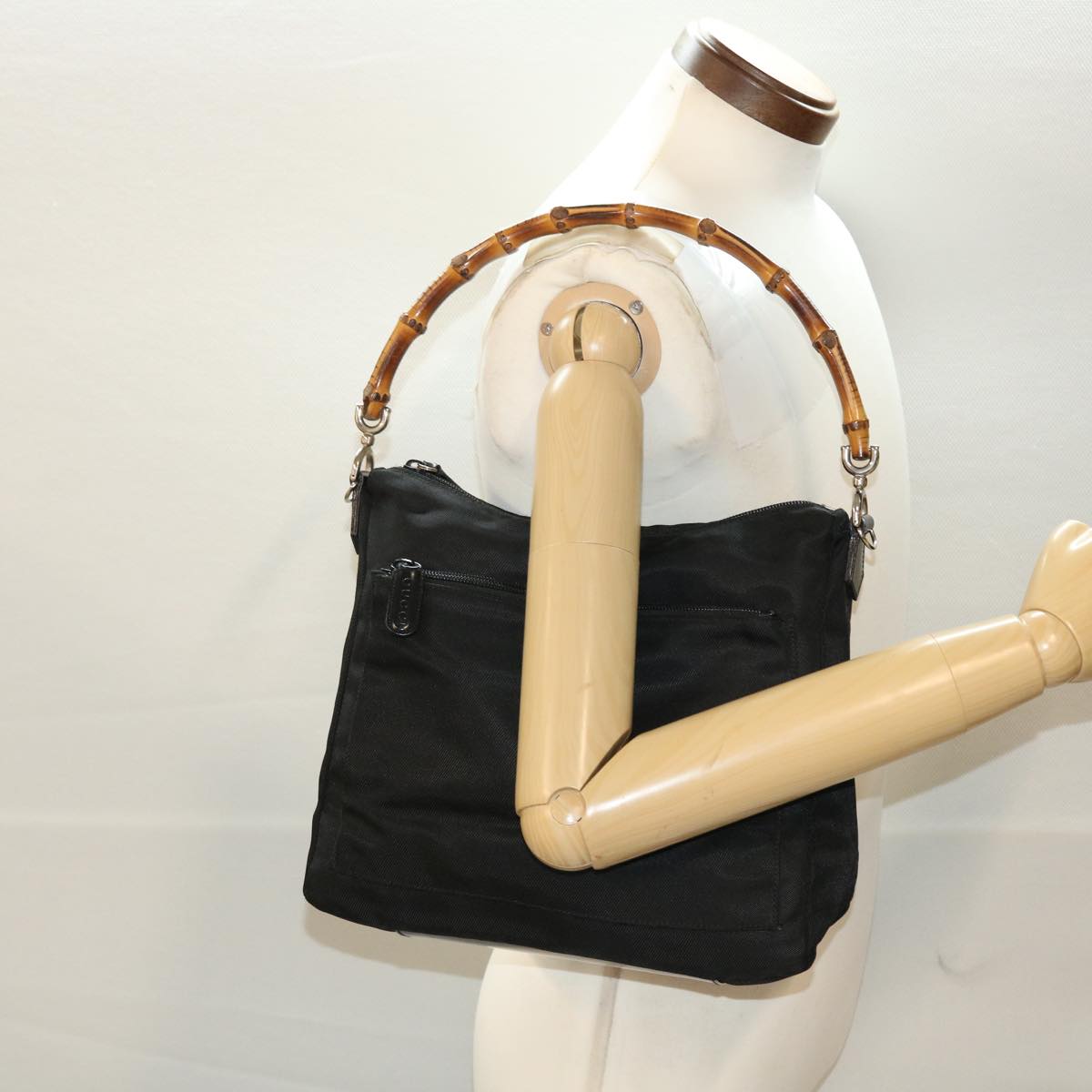 GUCCI Bamboo Shoulder Bag Nylon Black 000•2032•0509 ep970