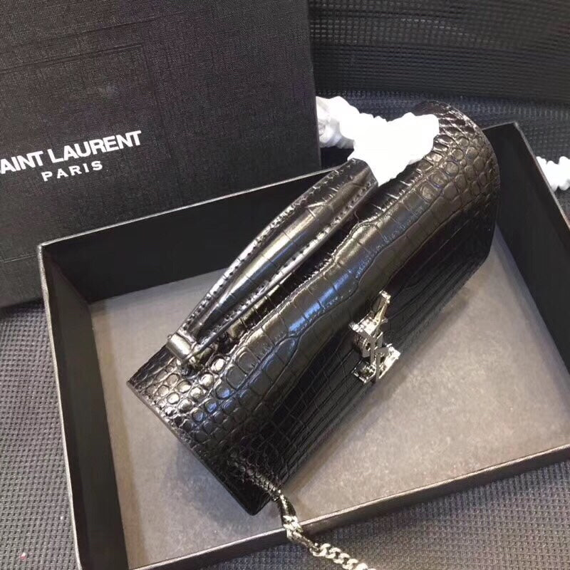 GLAMI Sunset Chain Wallet  In-Embossed Black For Women 8.2in/21cm YSL