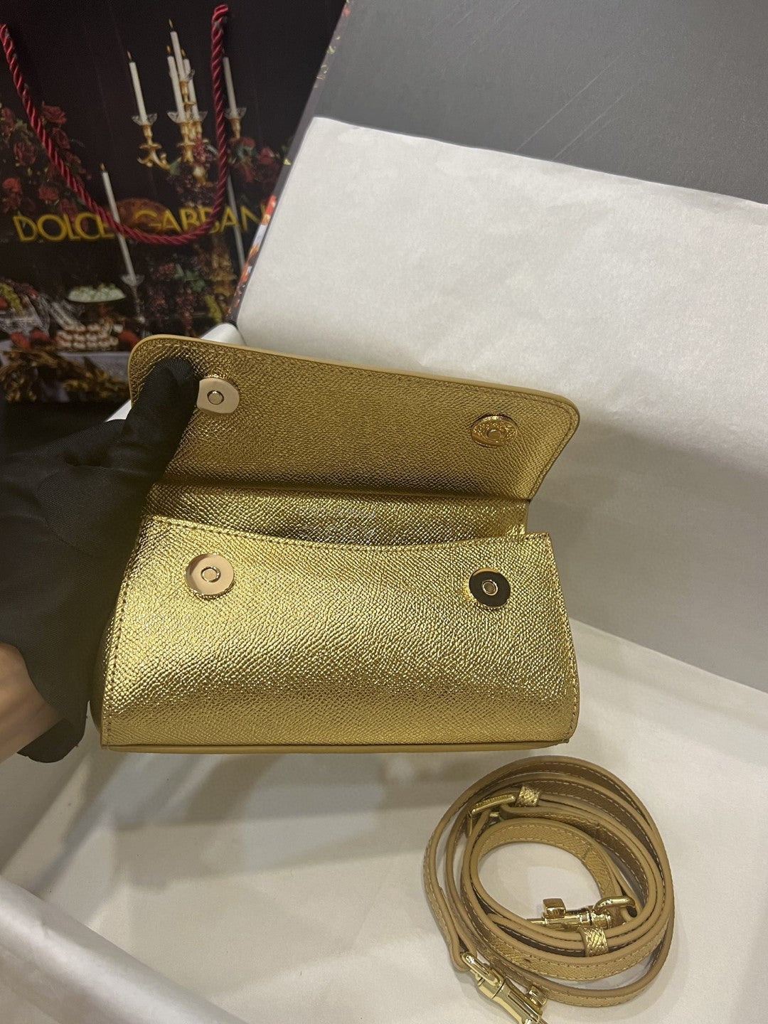 GLAMI Small Sicily Bag In Dauphine Gold For Women 7.5in/19cm GLAMIÂÂ