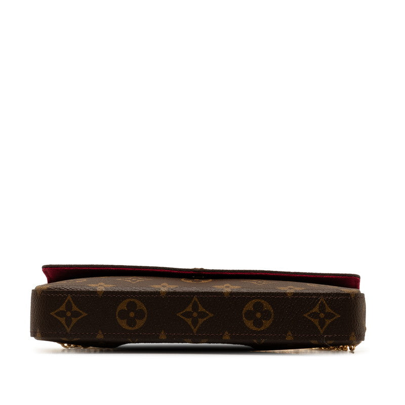 Louis Vuitton Monogram Pochette Felice Chain Shoulder Bag M81896 Brown Fuschia PVC Leather Louis Vuitton