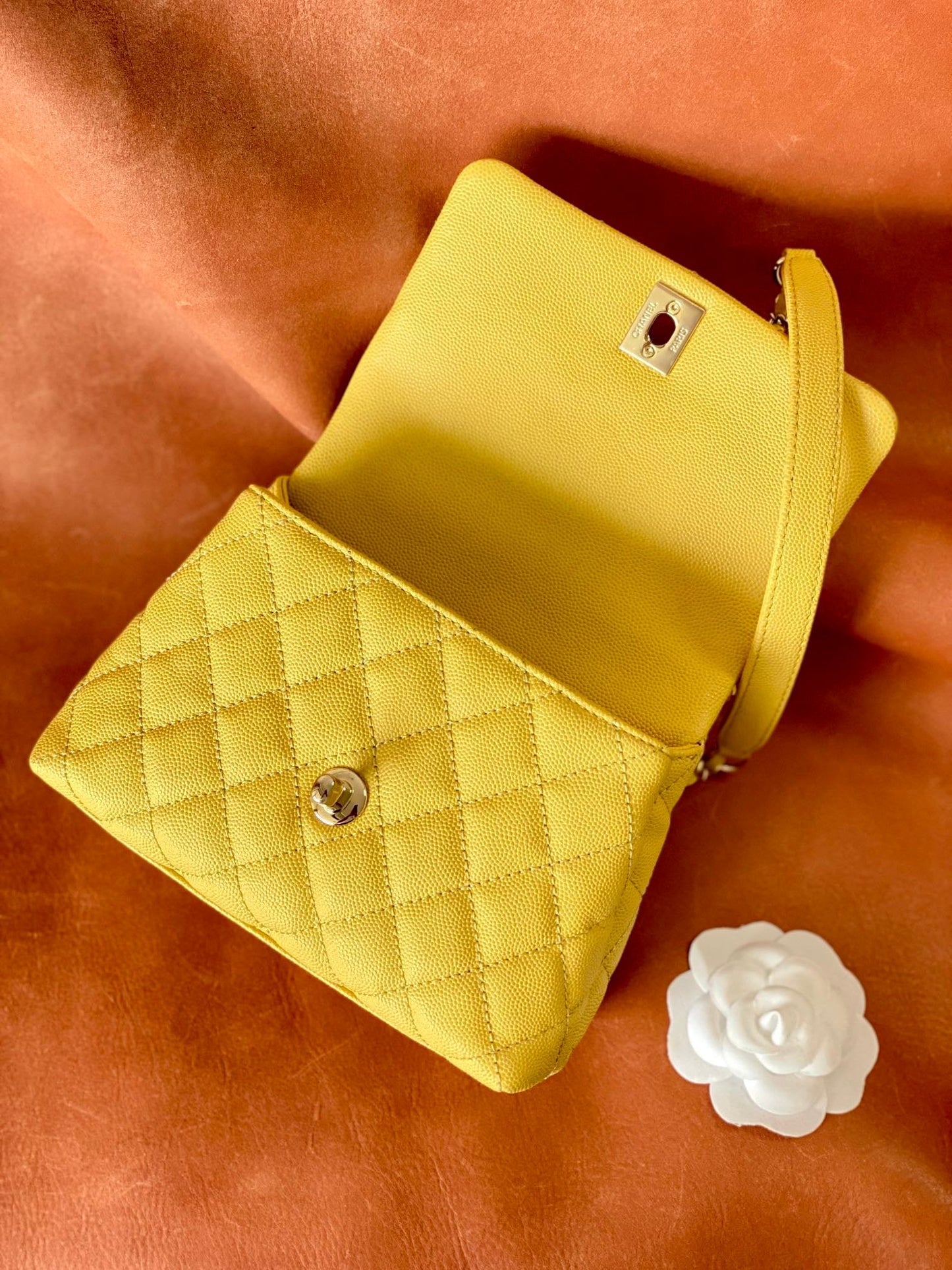 CHLMini GlamIap Bag Top Handle Yellow For Women 7.5in/19cm