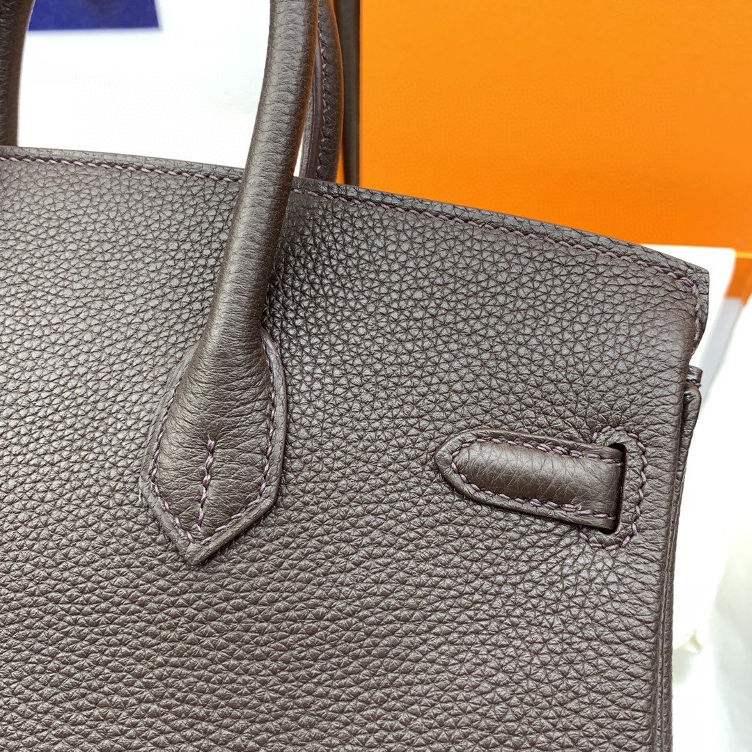 GLAMI Birkin Nata Swift Dark Brown For Women Gold Toned Hardware 10in/25cm