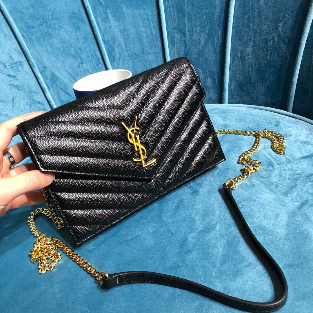 GLAMI Monogram Quilted Shoulder Bag Black For Women 9in/23cm YSL 118-2000644-377828BOW01