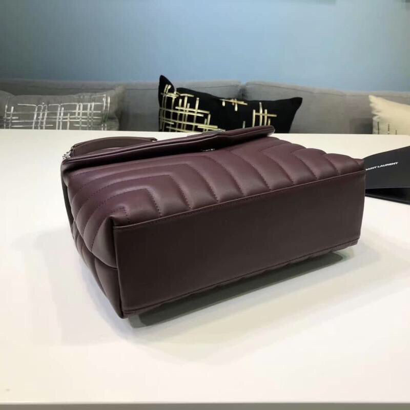 GLAMI Loulou Small Chain Bag In Matelassé "Y" Burgundy For Women 9.8in/23cm YSLÂÂ