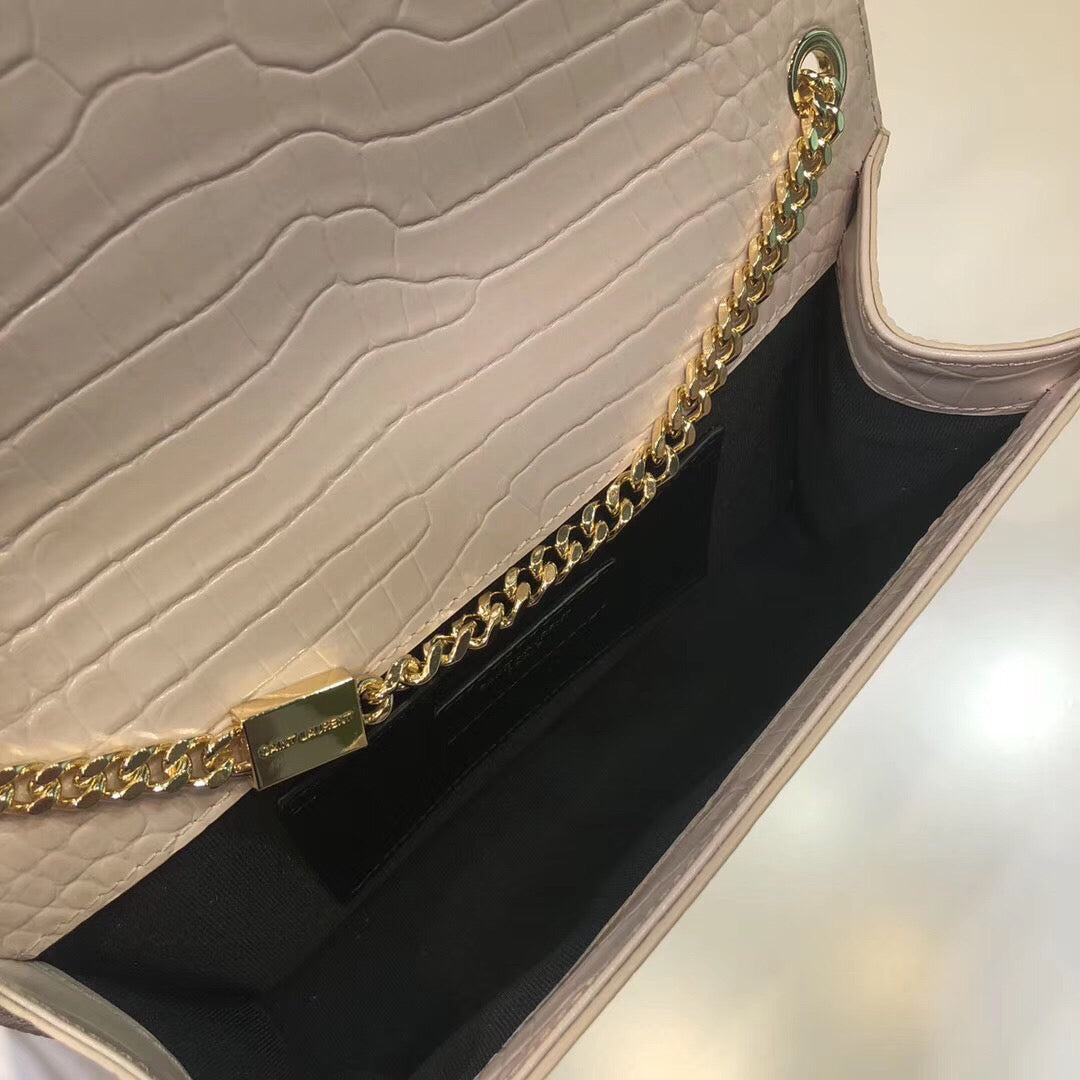 GLAMI Kate Small Chain Bag With Tassel In Embossed Beige For Women 7.8in/20cm YSLÂÂ