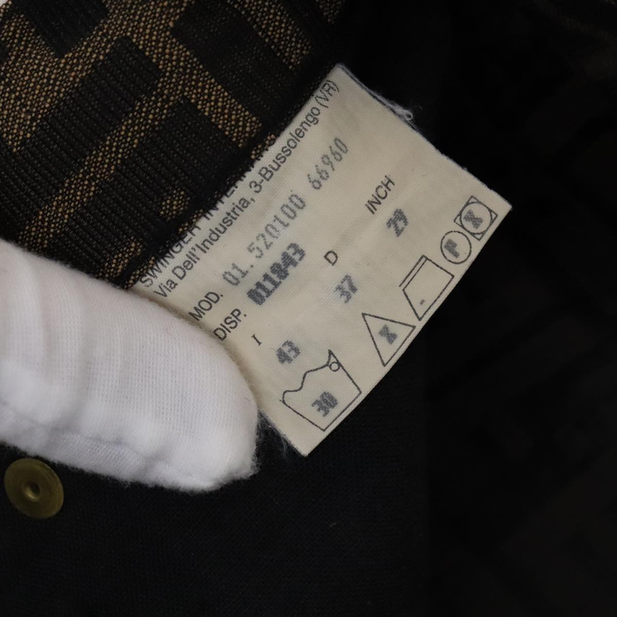 FENDI Zucca Canvas Pants 43 Black Brown FF6052