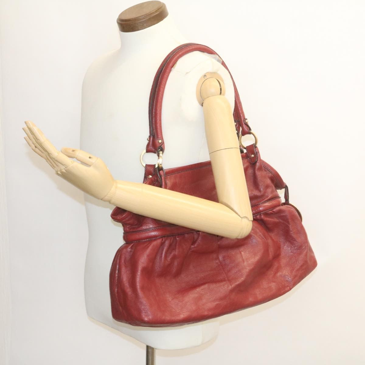 FENDI Tote Bag Leather Red fm1108