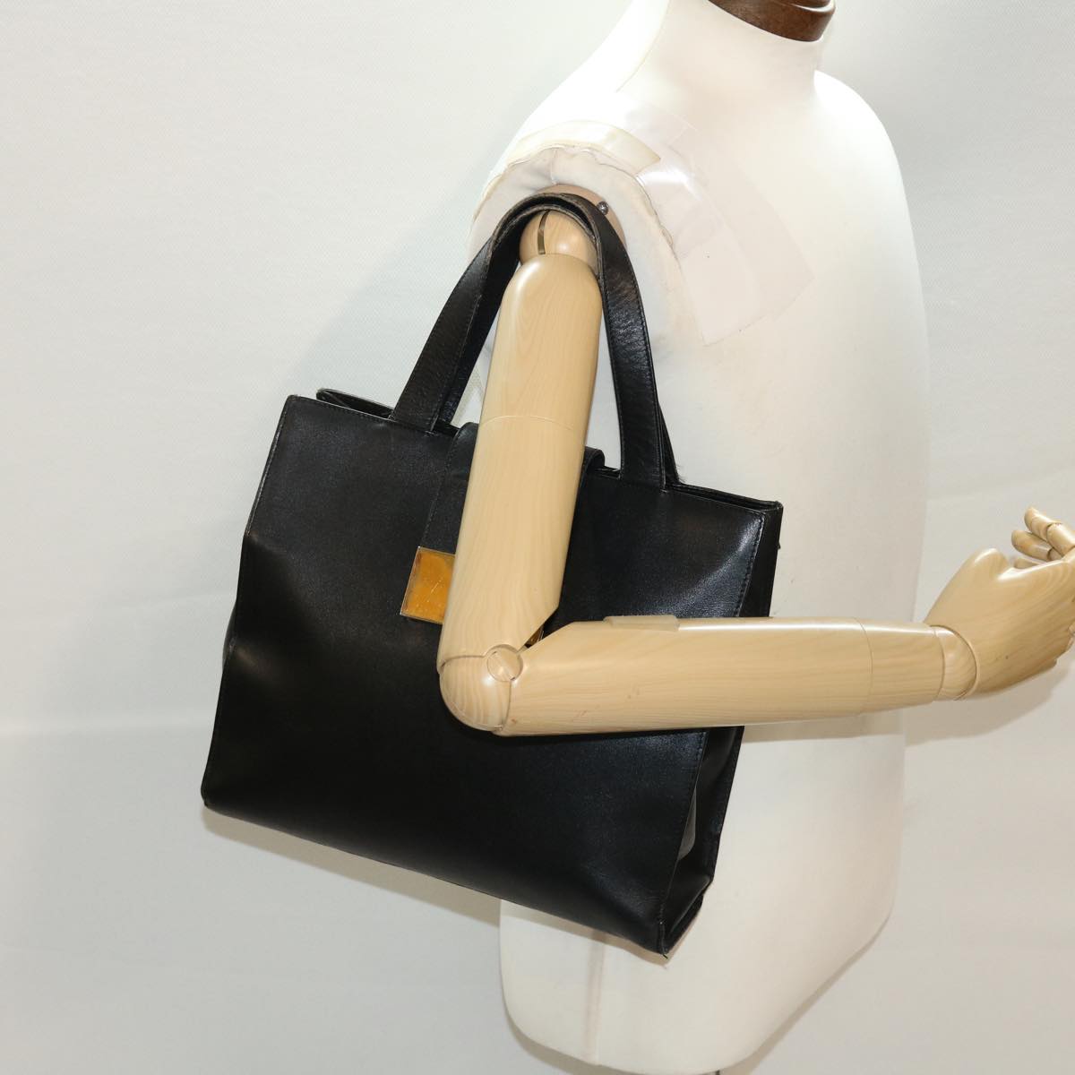 GUCCI Hand Bag Leather Black fm2430