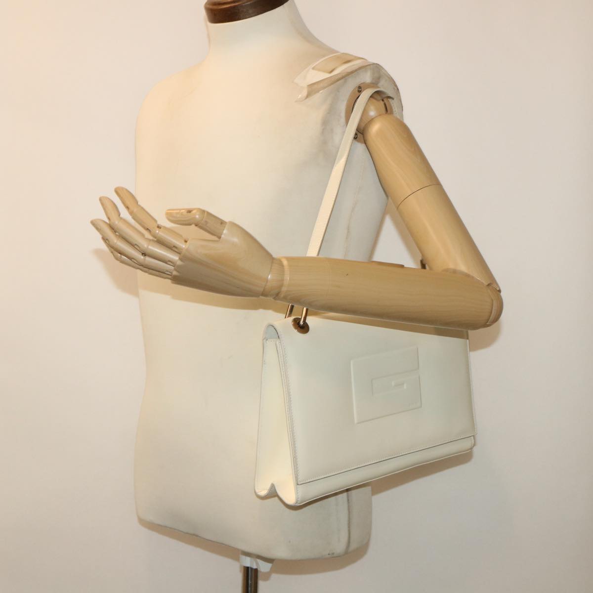 GUCCI Shoulder Bag Leather White 001•2058•3033 fm2591