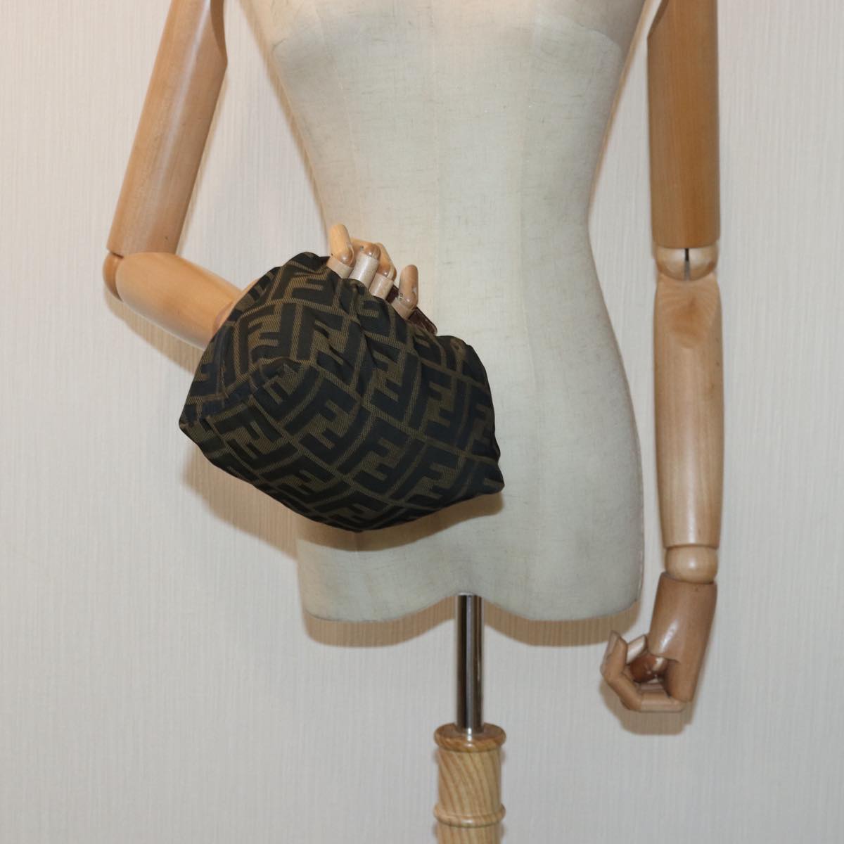 FENDI Zucca Canvas hand Pouch Brown fm3631