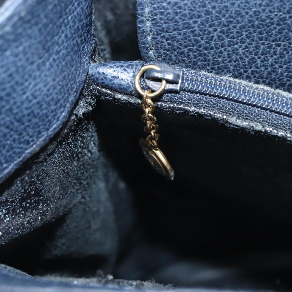 GUCCI Bamboo Hand Bag Suede Leather Navy Gold 002 123 0260 fm3740