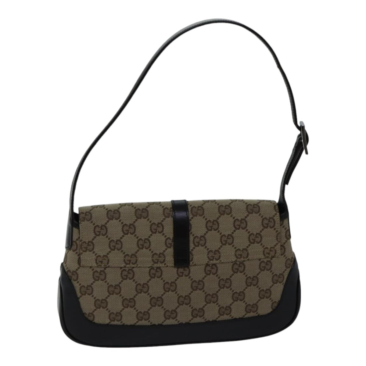 GUCCI Jackie GG Canvas Shoulder Bag Beige Silver 001 3824 fm3794