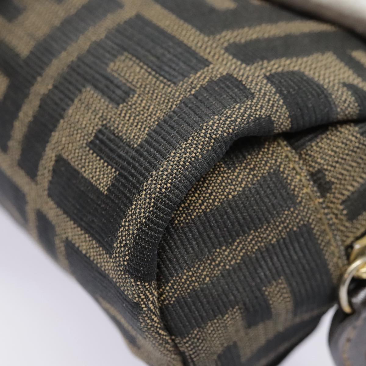FENDI Zucca Canvas Pouch Black Gold Brown fm3877