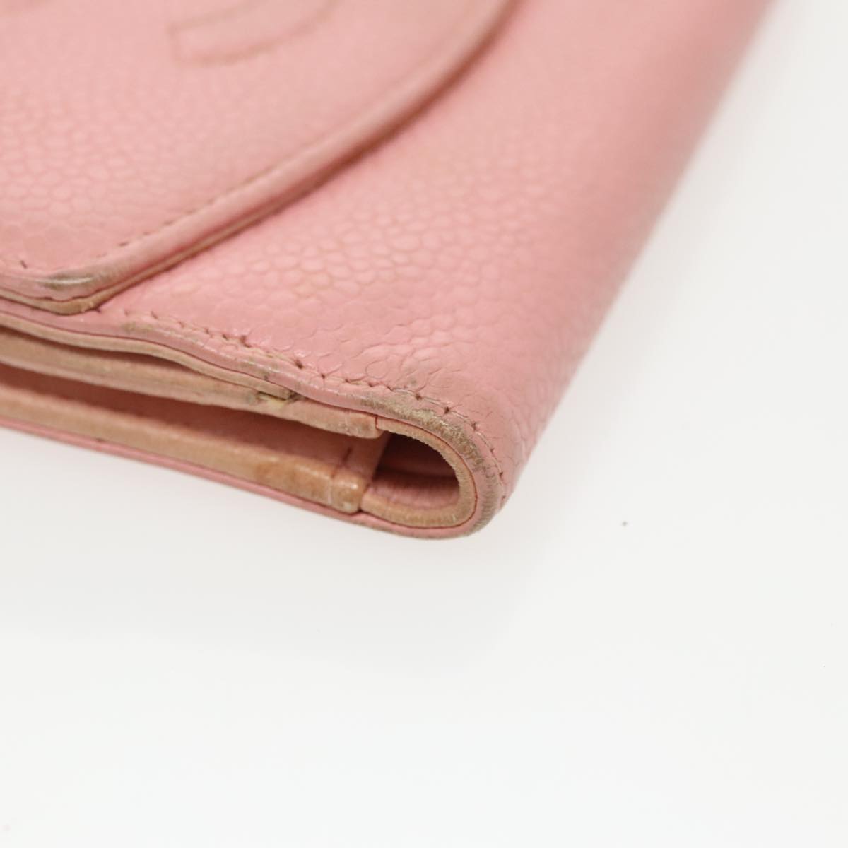 CHANEL COCO Mark Wallet Caviar Skin Pink Gold CC fm3962