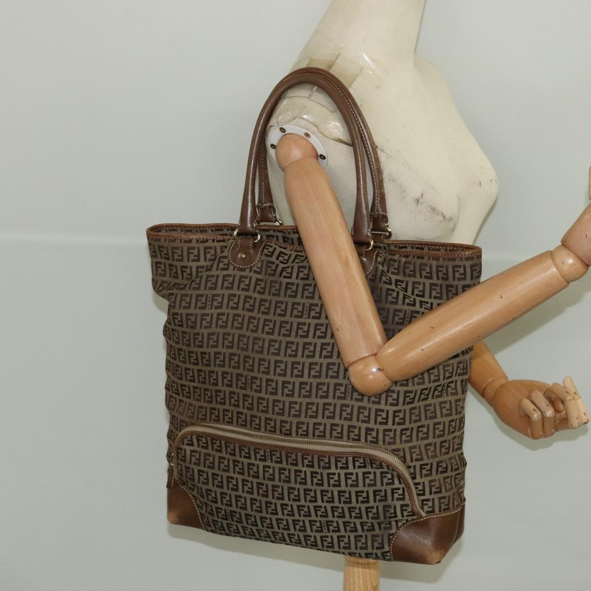 FENDI Zucchino Canvas Hand Bag Beige fm4127