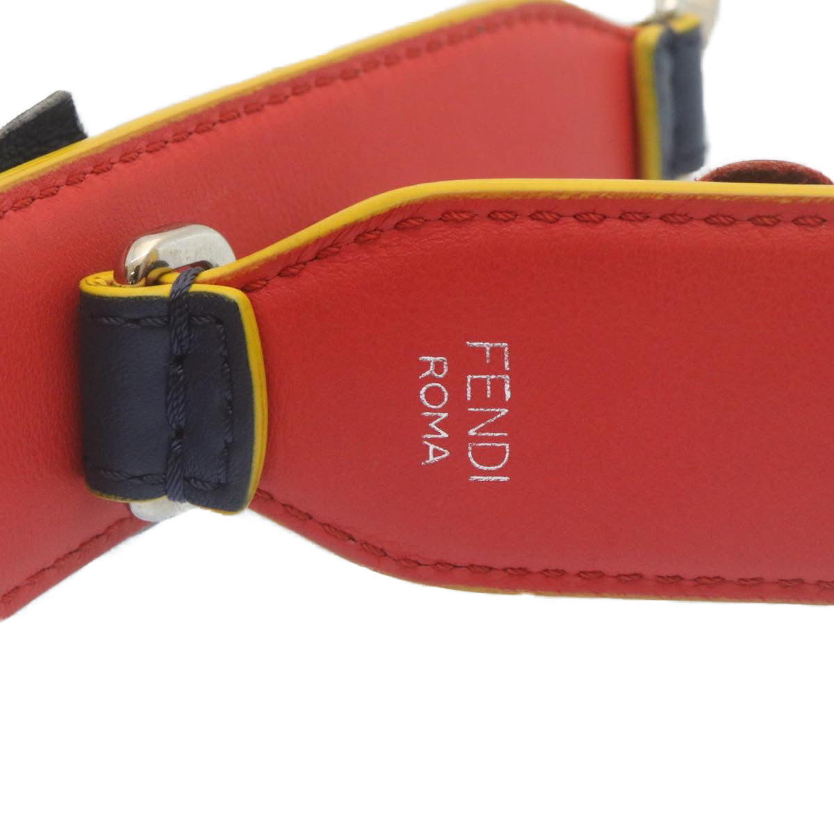 FENDI Flower Leather Navy Red am2219g
