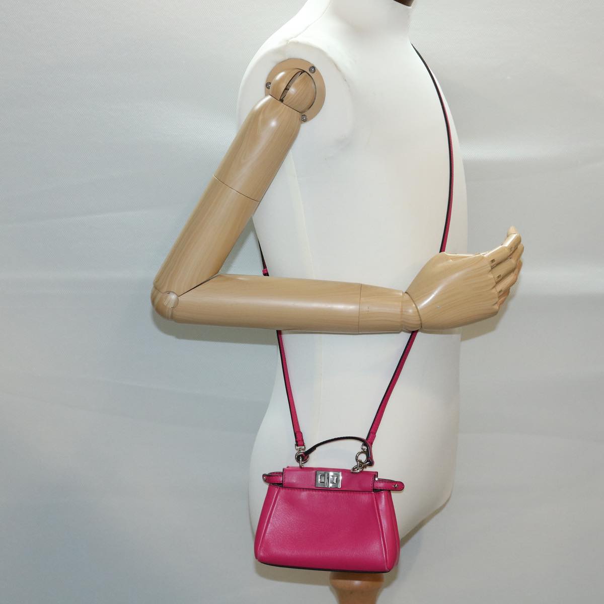 FENDI Micro Peek A Boo Hand Bag Leather 2way Pink am2705gA