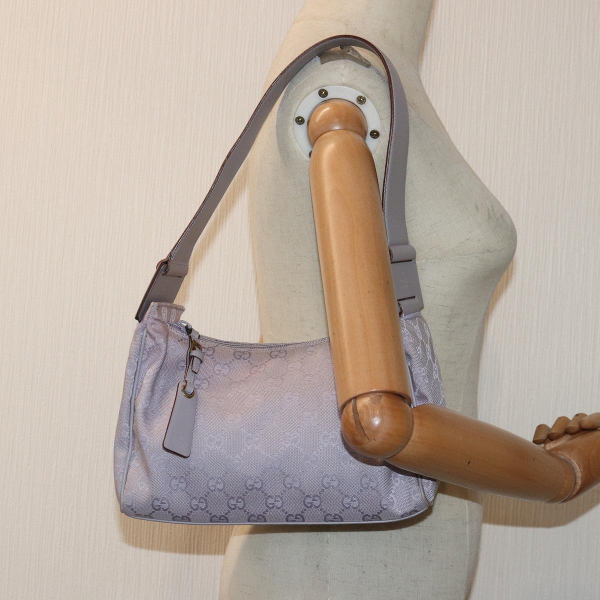 GUCCI GG Canvas Shoulder Bag Purple Gold 92699 hk1631