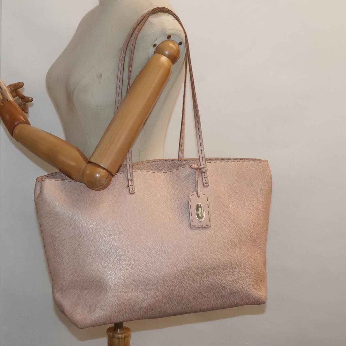 FENDI Celeria Tote Bag Leather Pink 8BH126 hk1664