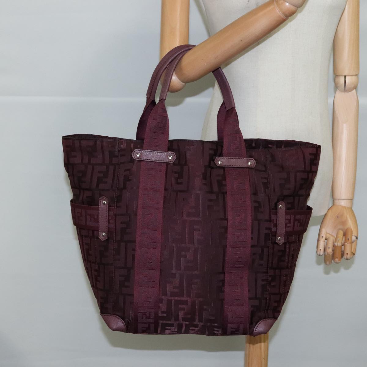 FENDI Zucca Canvas Tote Bag Red hk1926