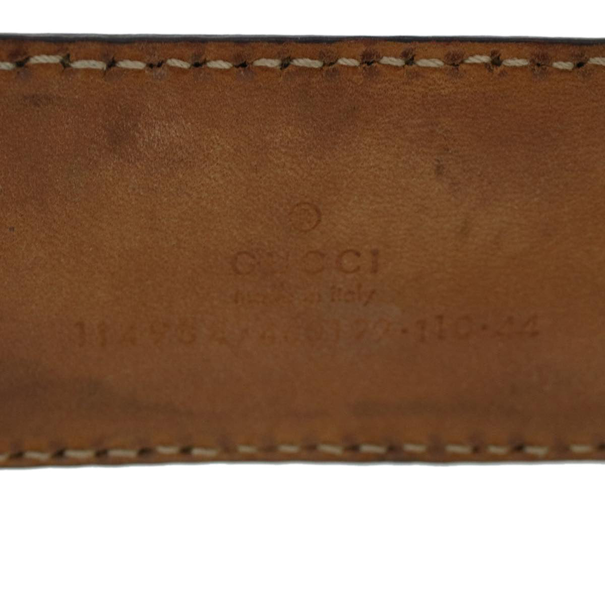 GUCCI GG Canvas Belt Leather 36.2""-43.3"" Brown 114984 hk727
