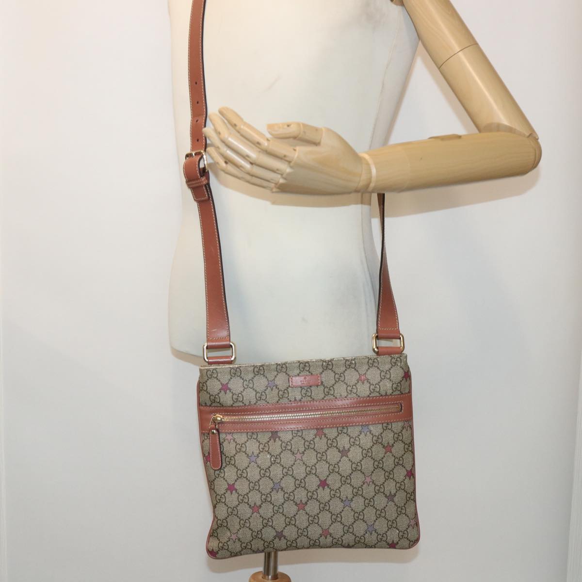 GUCCI GG Canvas Shoulder Bag PVC Leather Beige Pink 295257 ki3160