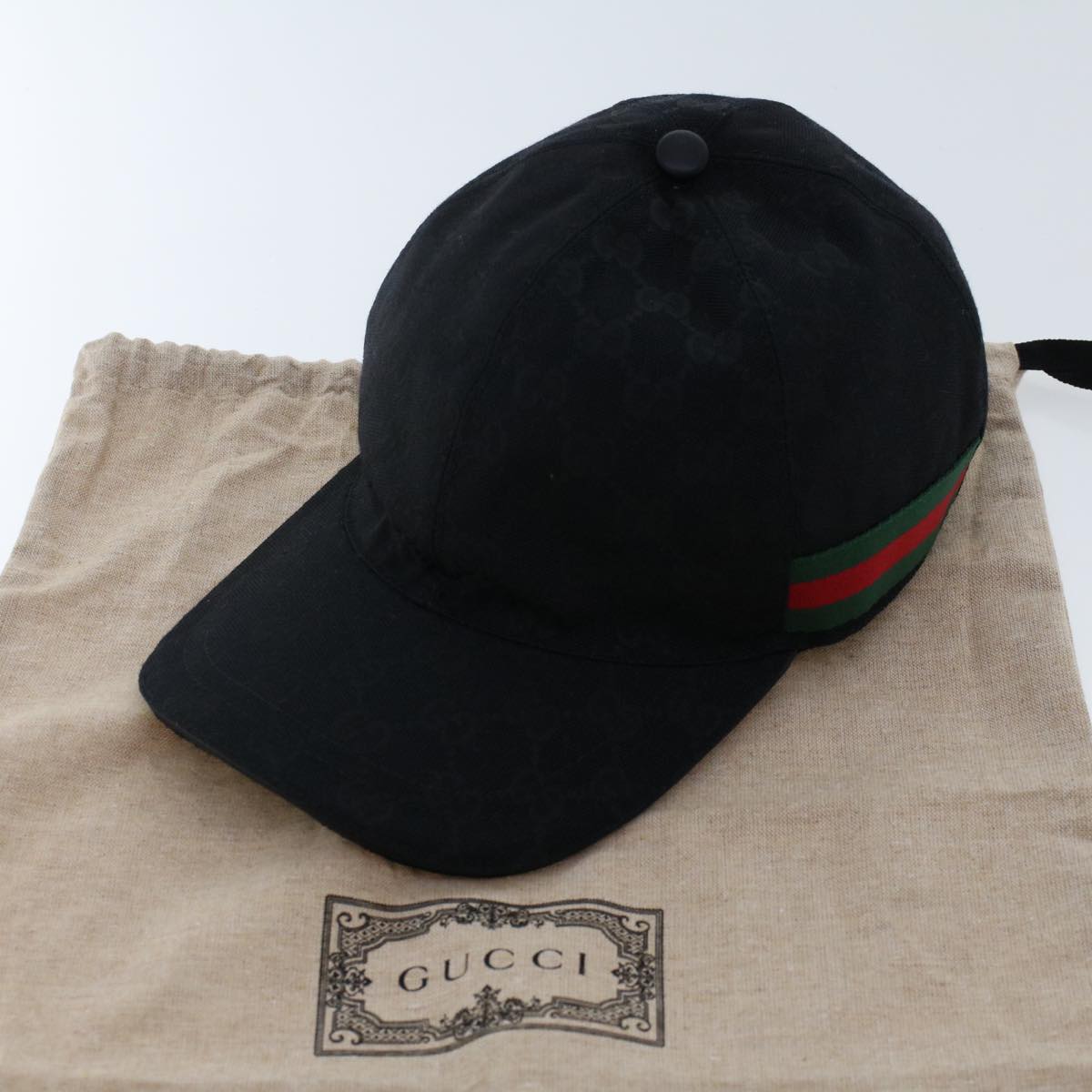 GUCCI GG Canvas Web Sherry Line Cap L Black Red Green 200035 ki3199