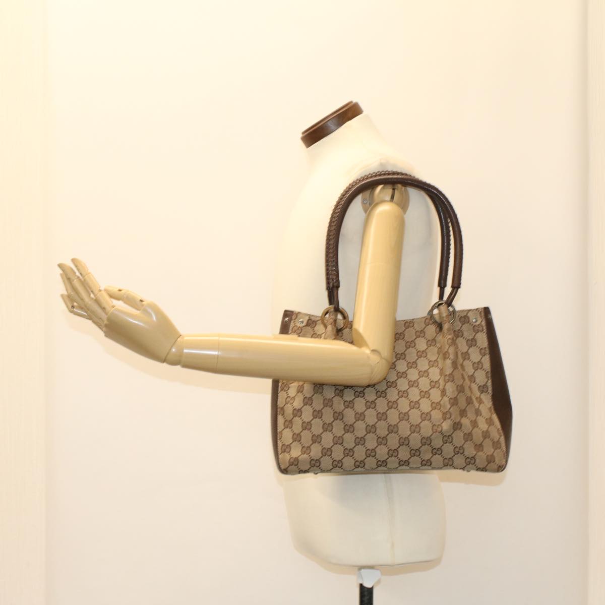 GUCCI GG Canvas Hand Bag Beige 115007 ki3212