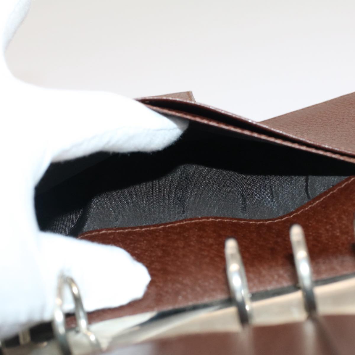 GUCCI Day Planner Cover Leather Brown ki3292