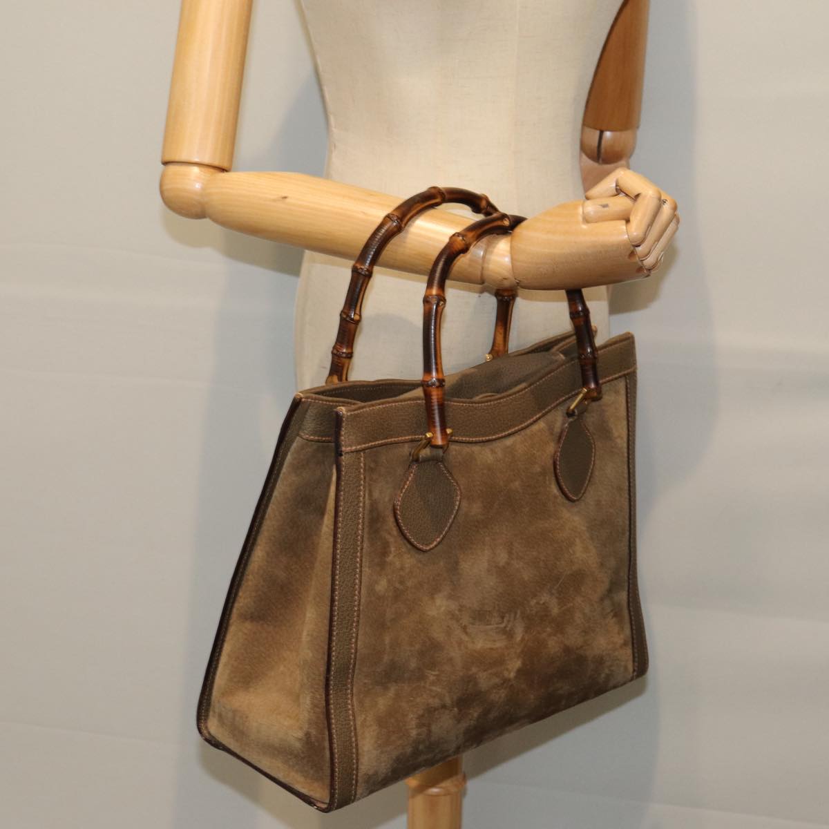 GUCCI Bamboo Diana Hand Bag Suede Brown 002 853 0260 ki4617