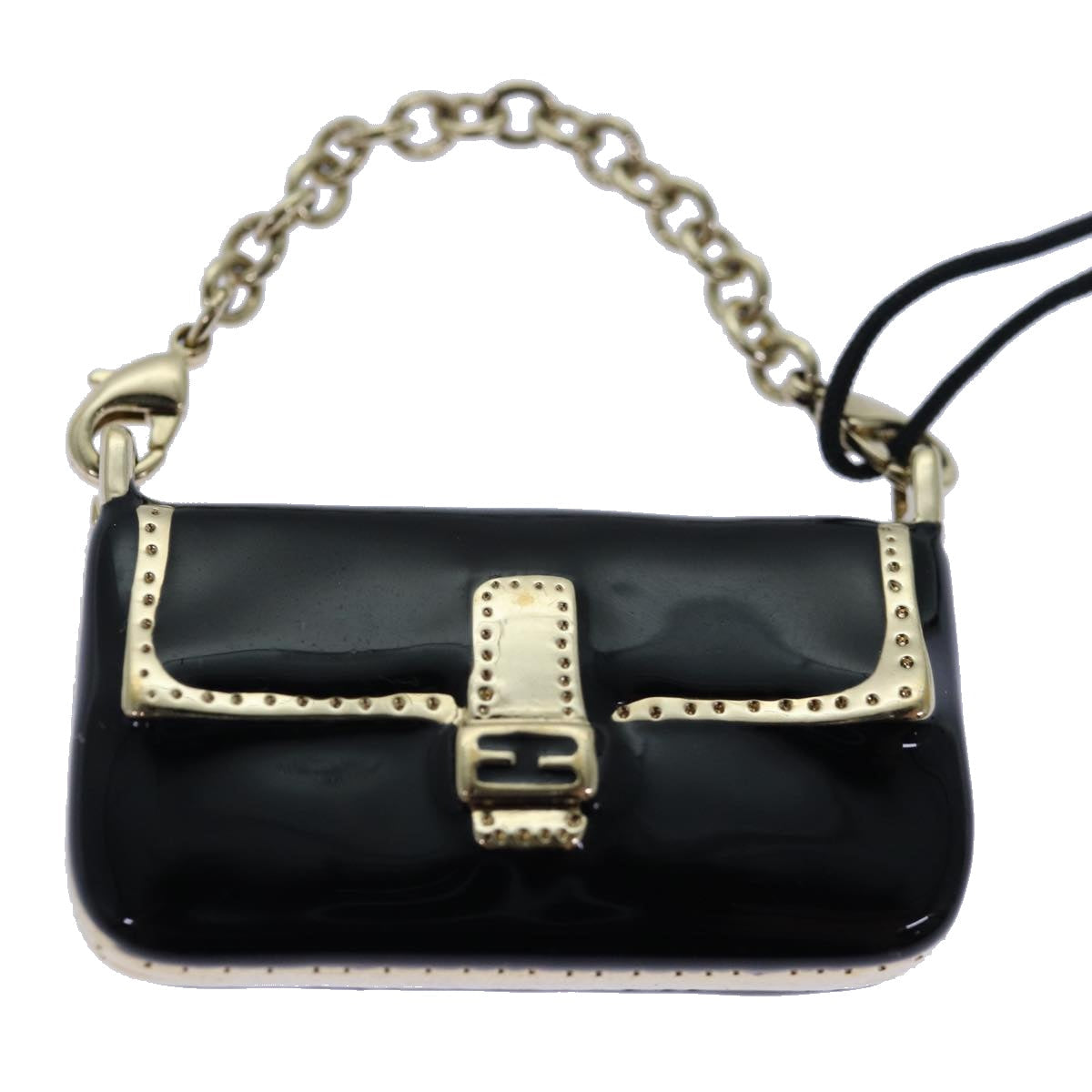 FENDI Mamma Baguette Motif Charm Black ki4706