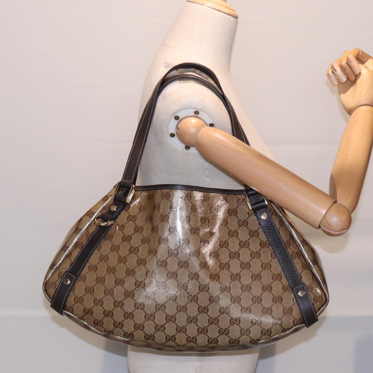 GUCCI GG Crystal Tote Bag Gold Beige 293578 ki4856A