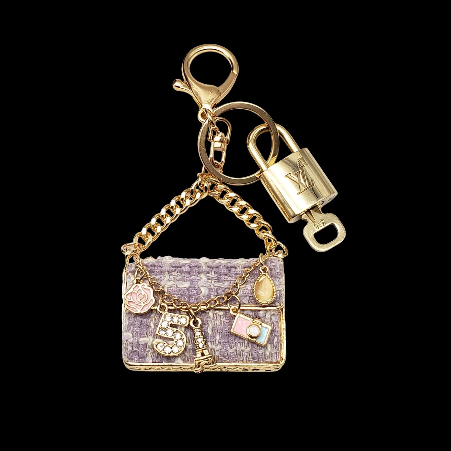 100% Louis Vuitton Lock and Key with Unbranded Keychain, Keycharm, Bagcharm