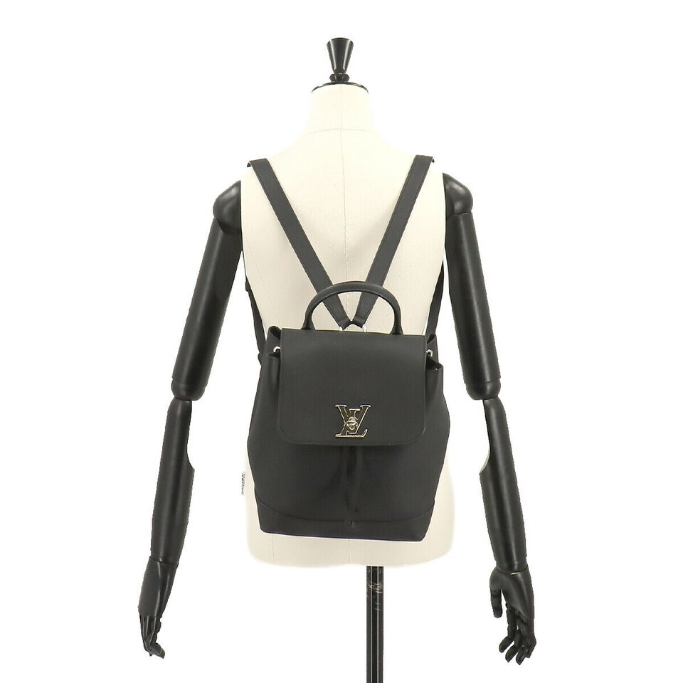 LOUIS VUITTON Lock Me Leather Noir Black Backpack