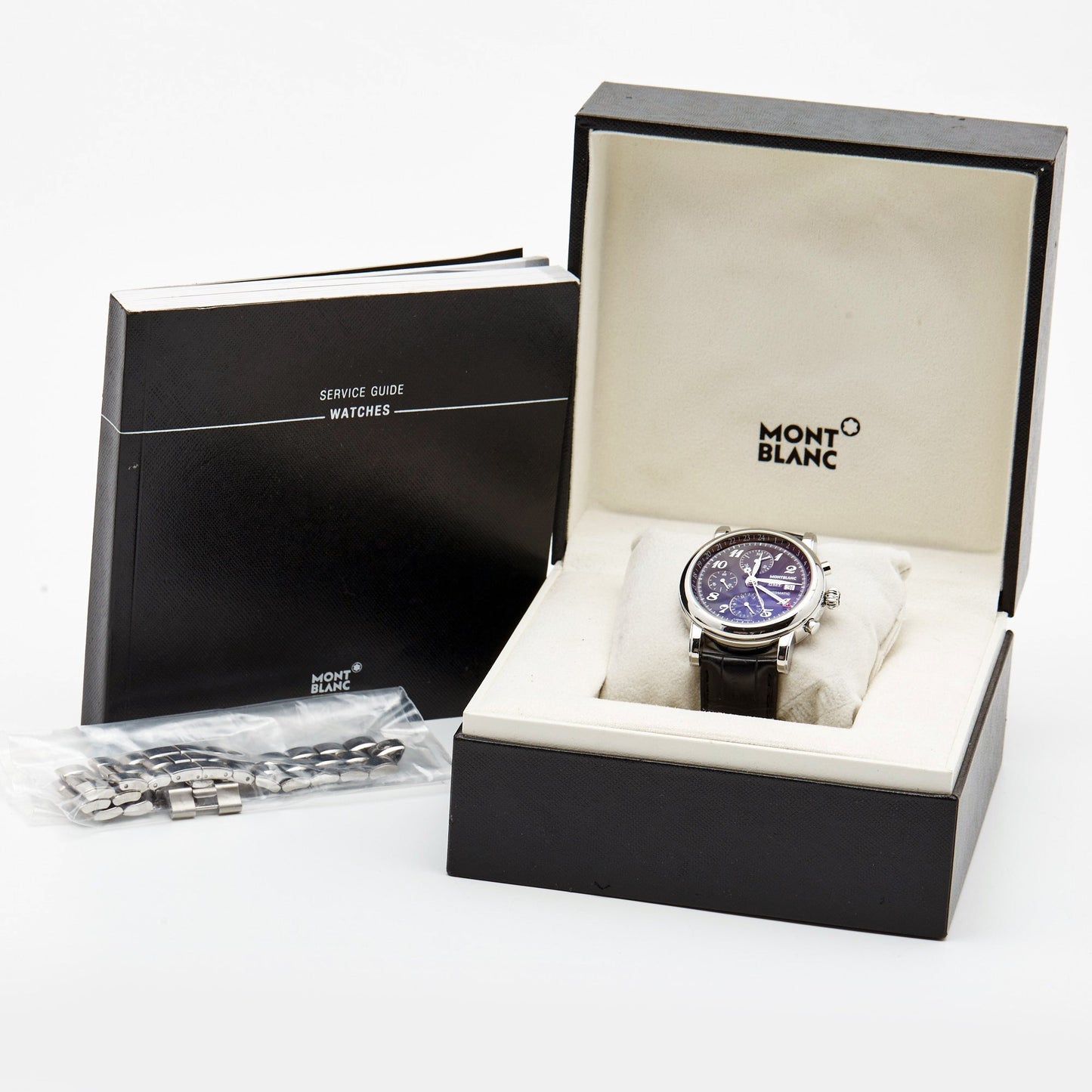 MONTBLANC Black Stainless Steel Embossed Leather Star 102135 Men's Wristwatch 42 mm