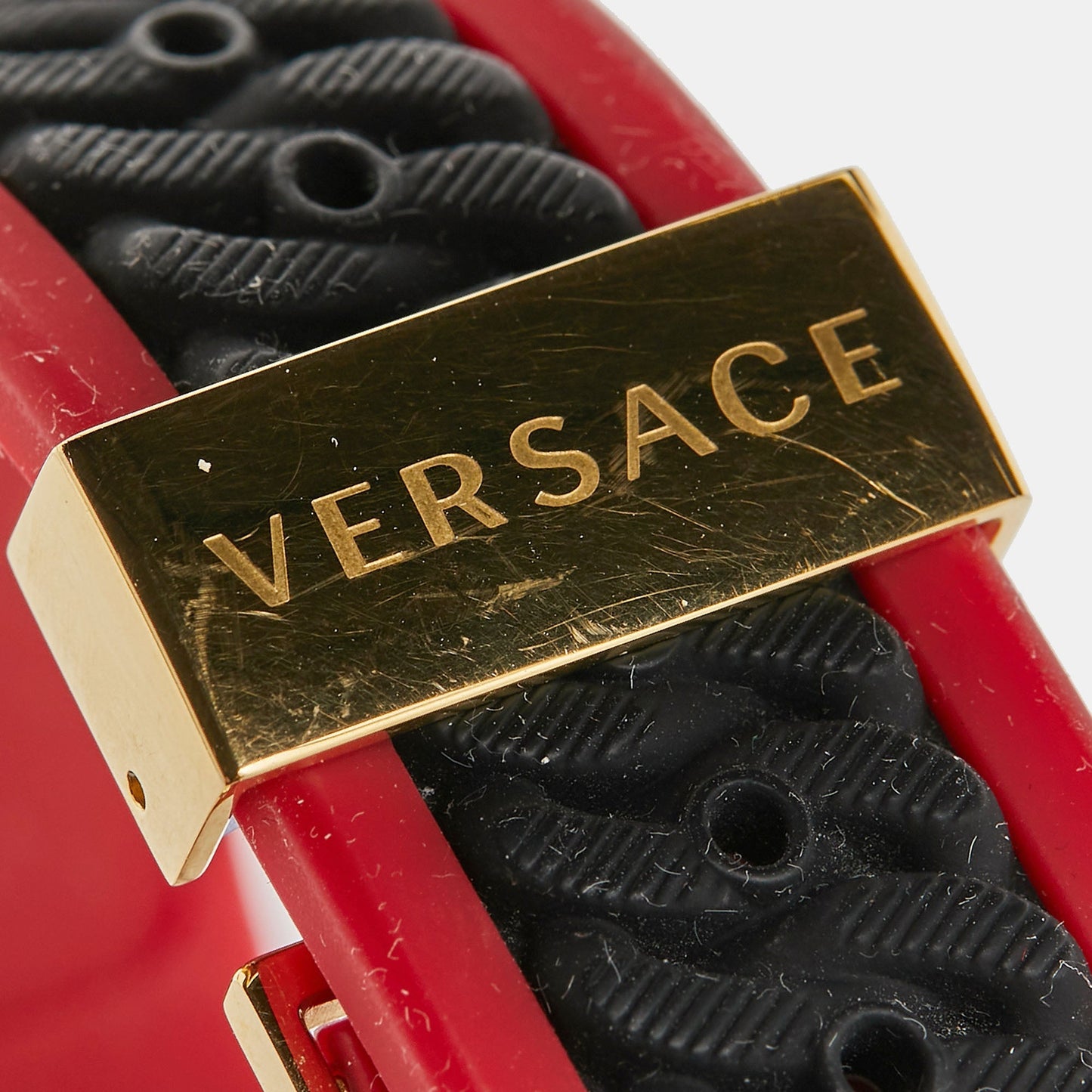 VERSACE Black Gold PVD Coated Stainless Steel Rubber Chain Reaction VEDY00319 Men's Wristwatch 45 mm