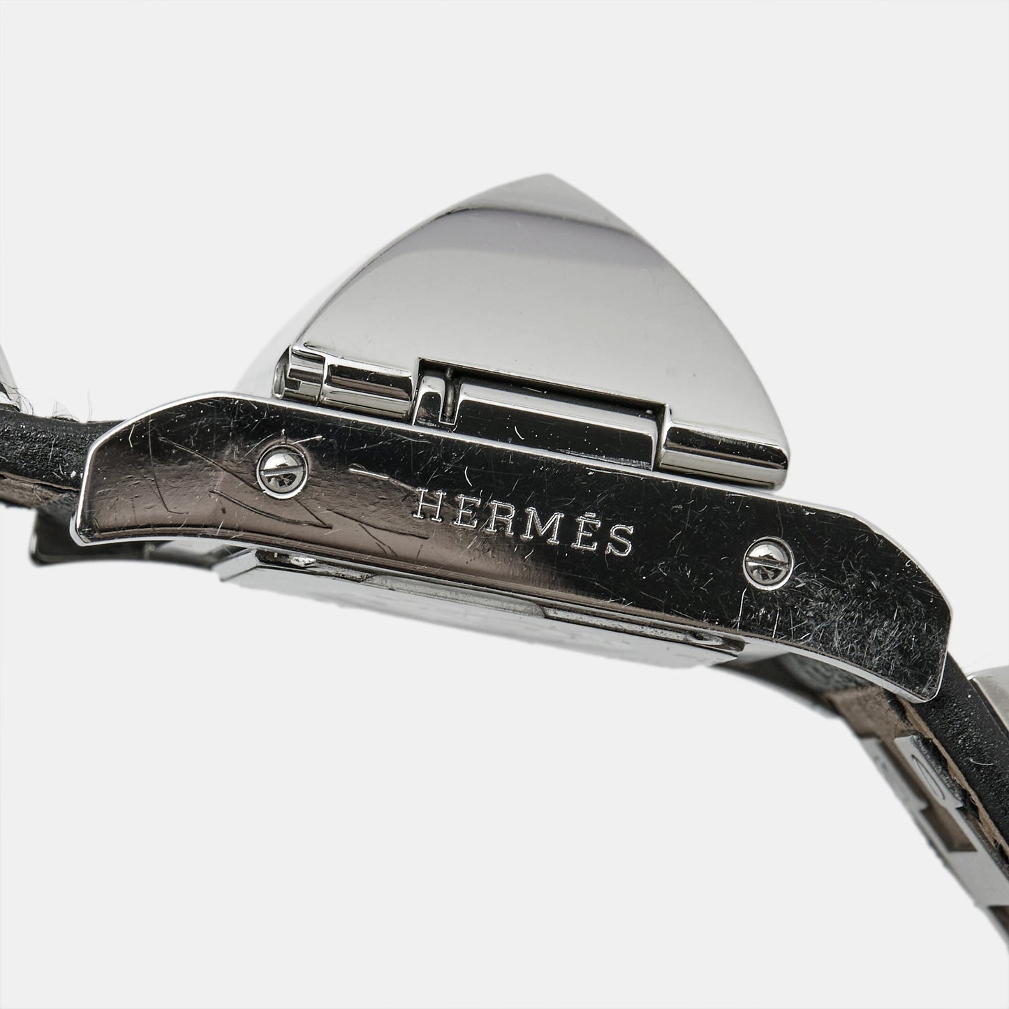 HERMES Silver Stainless Steel Leather Medor W028322WW00 Women's Wristwatch 23 mm