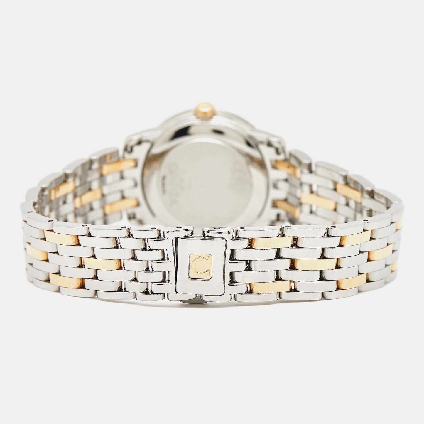 OMEGA Silver 18K Yellow Gold Stainless Steel De Ville 4390.31.00 Women's Wristwatch 27 mm