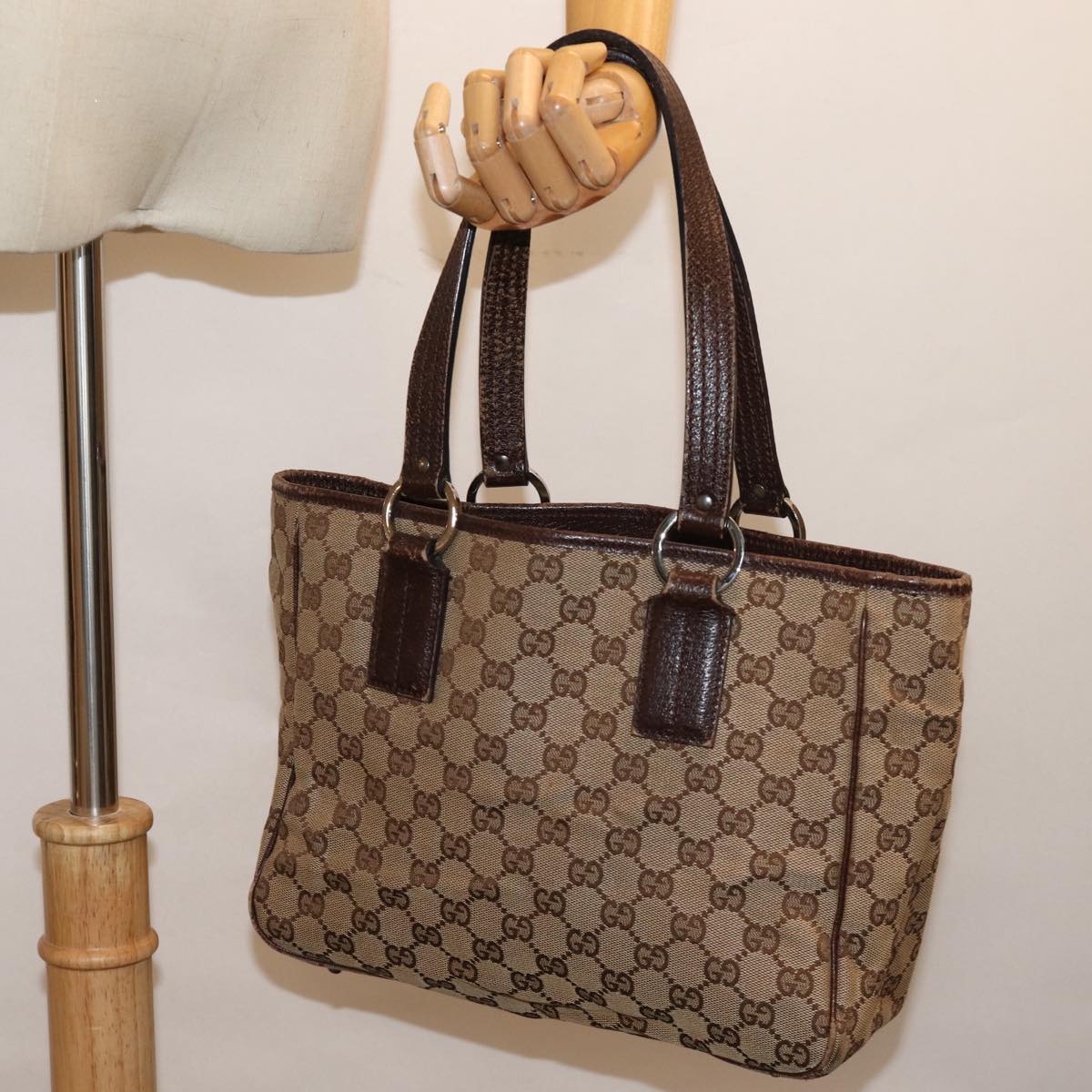 GUCCI GG Canvas Hand Bag Beige 113019 mr161