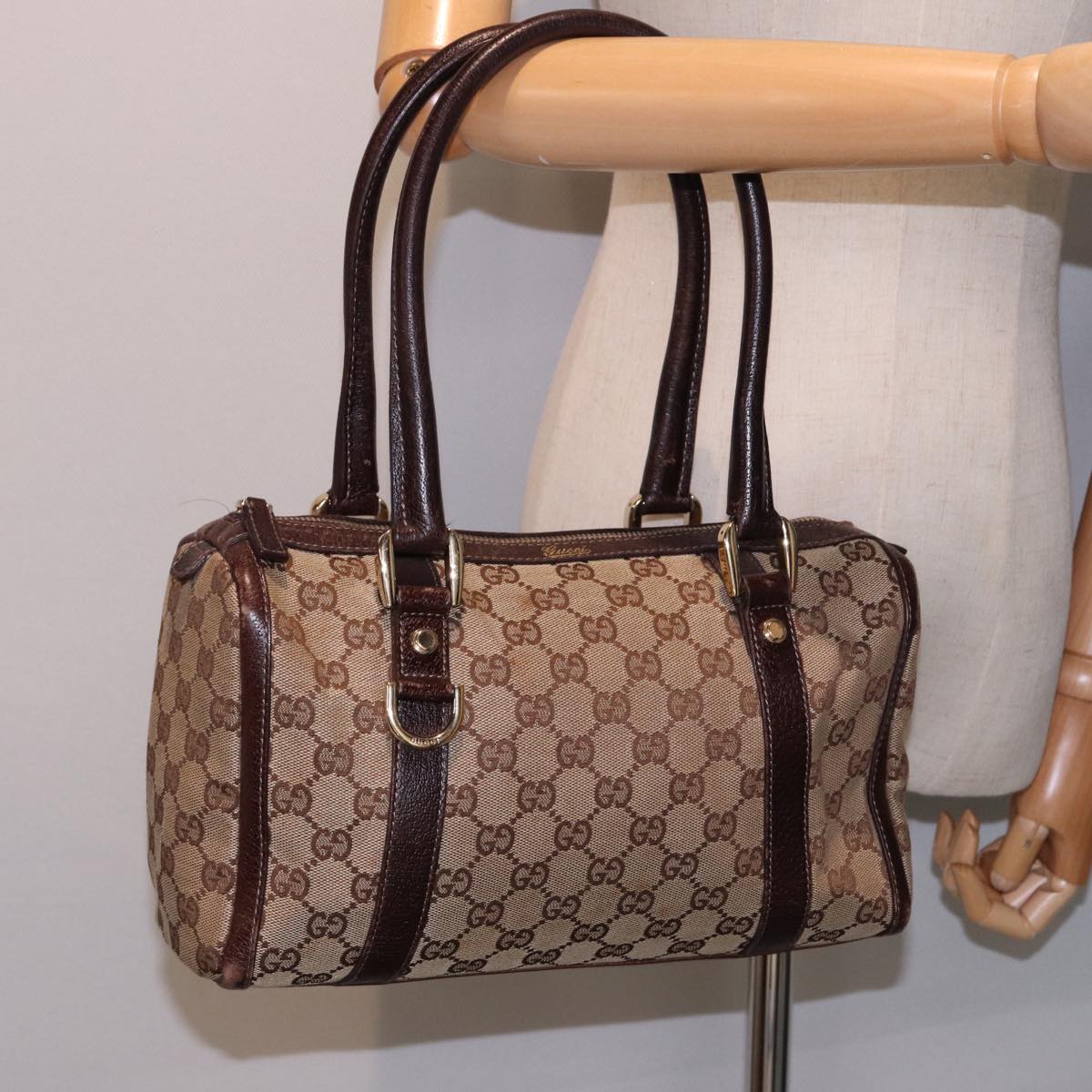 GUCCI GG Canvas Hand Bag Beige 130942 mr232
