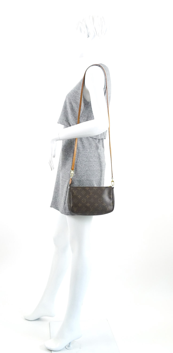 Louis Vuitto Pochette Accessoires Monogram Canvas Bag with Long Strap
