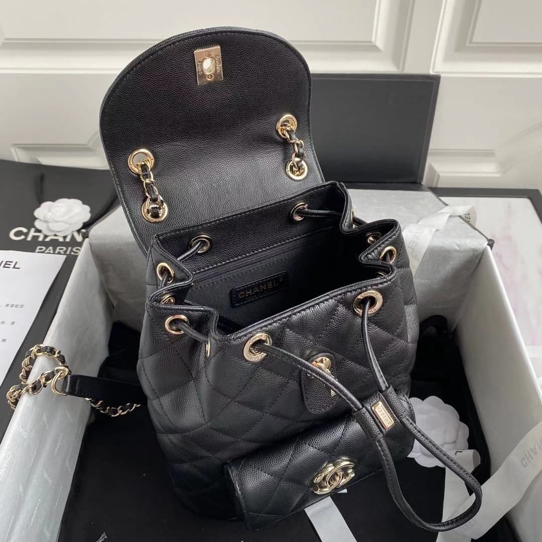 CHL Duma Backpack Gold Toned Hardware Black For Women Bags, Shoulder Bags 9.4in/24cm AS1371
