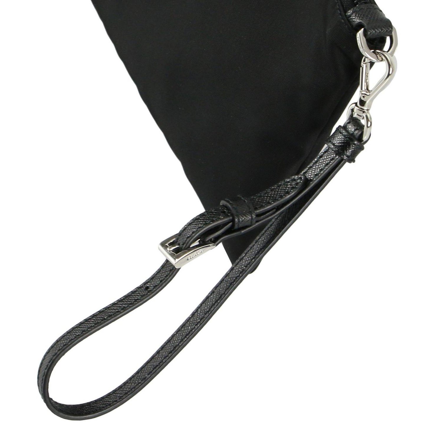 Prada Black Tessuto Nylon Pouch Prada Logo Wristlet Clutch Bag 1NH545