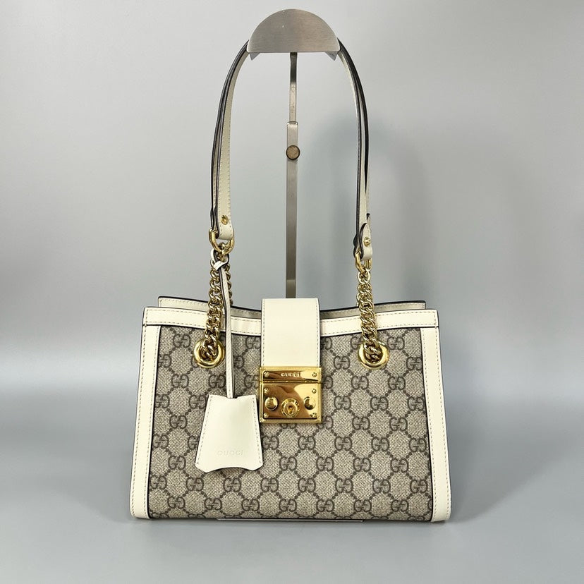 GLM-- Padlock Small Beige White Handbag