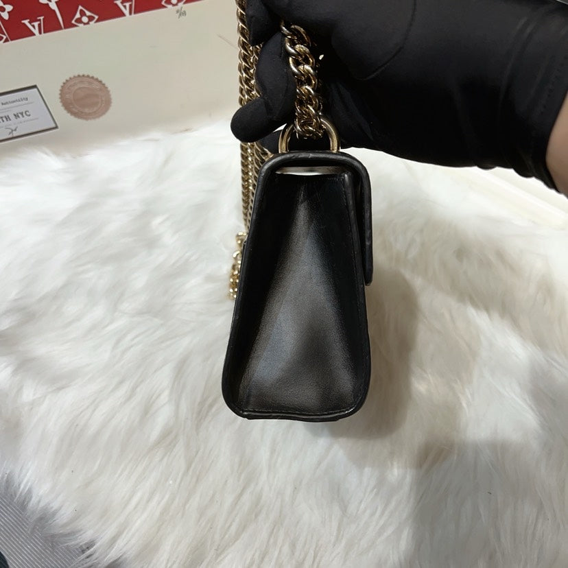 GLM-- Padlock Black Leather Shoulder Bag Small