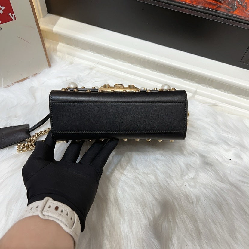 GLM-- Black Padlock Shoulder Bag Studded Medium