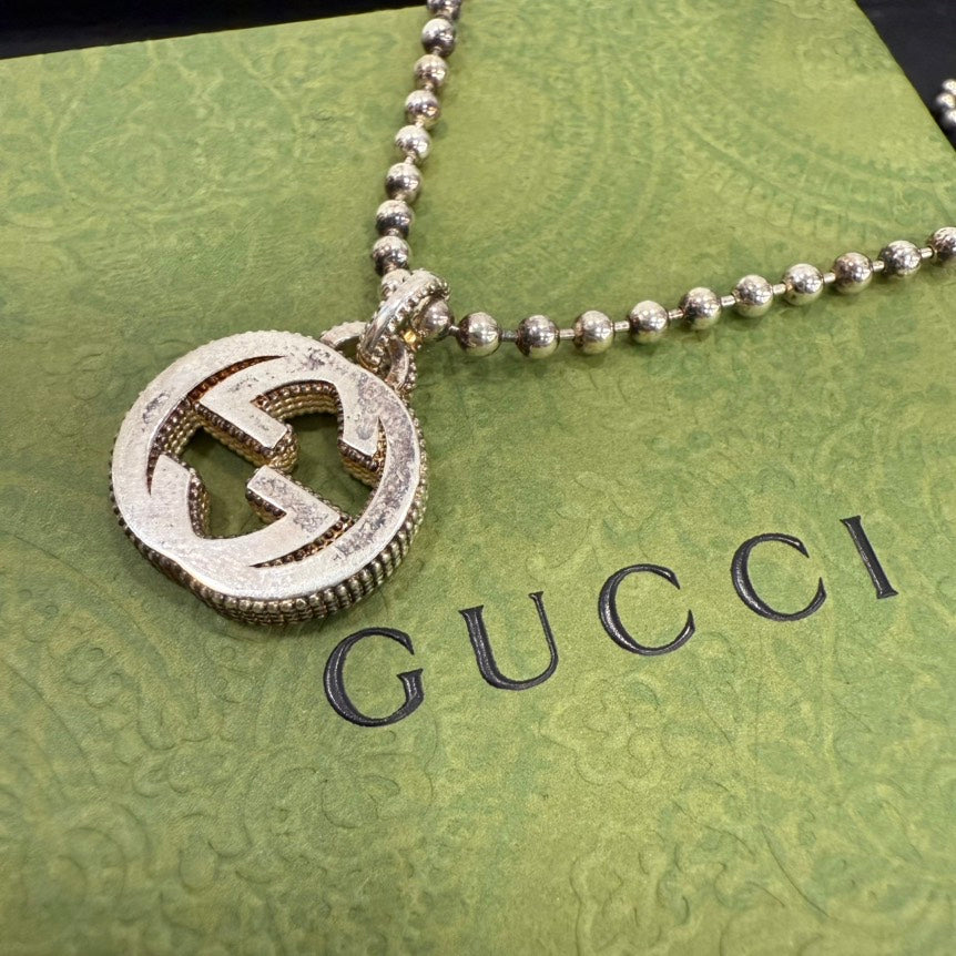 GLM-- SV925 Silver Interlocking G Necklace