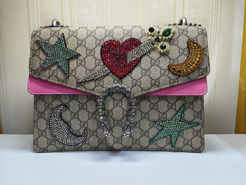 GLM-- Dionysus Heart Beige Pink Small Shoulder Bag