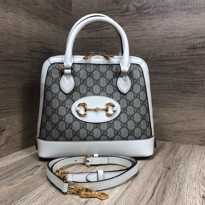 GLM-- 1955 Beige White Monogram Canvas Top Handle Bag